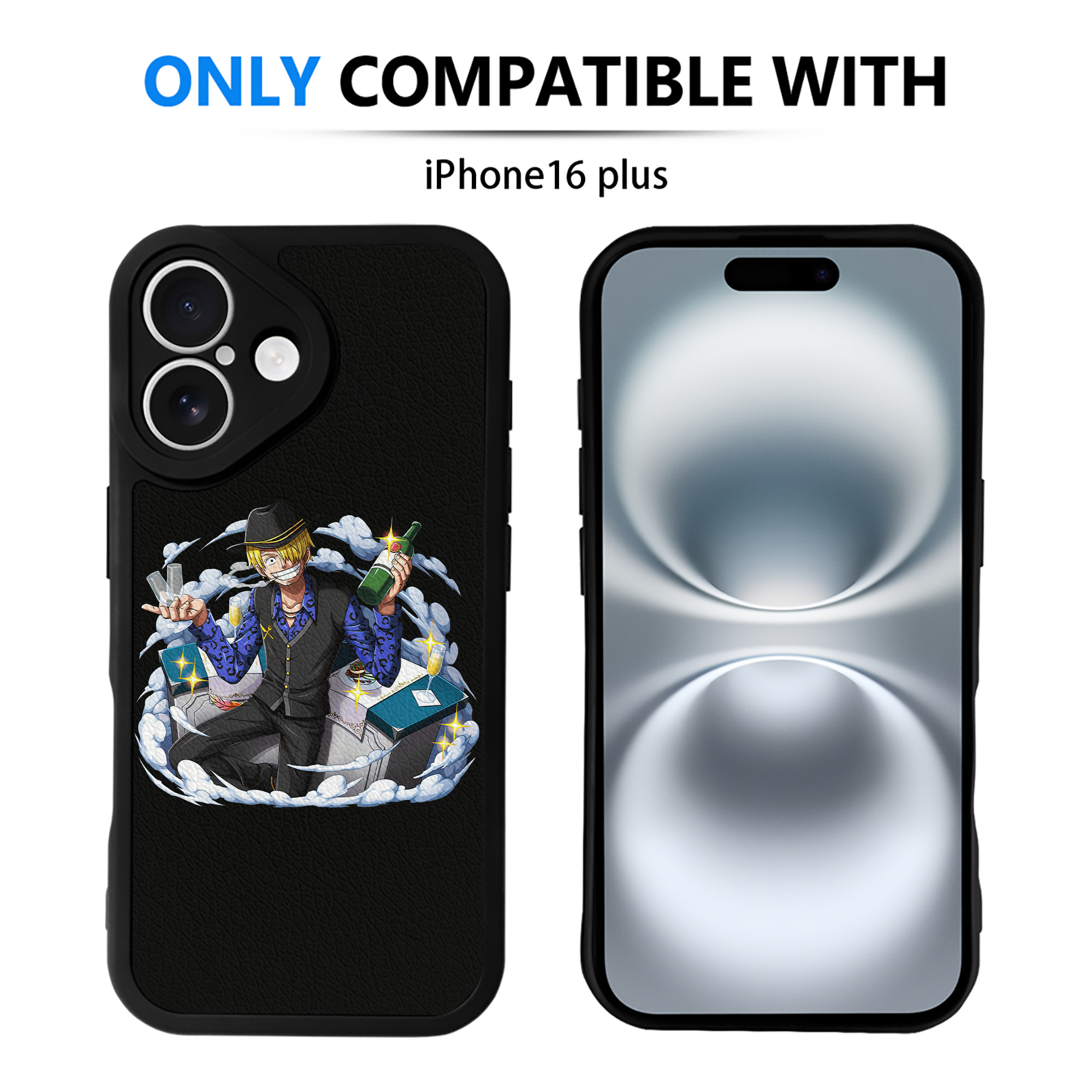 （画像用） ワンピース サンジ ONE PIECE Sanji 【iPhone 16シリーズ対応】シリコンスマホケース（レザー調） 材質：シリコン
